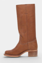 Millie | Women's Knee-High Leather Boots with Block Heel, Elegant Leather Boots | Bella Blue