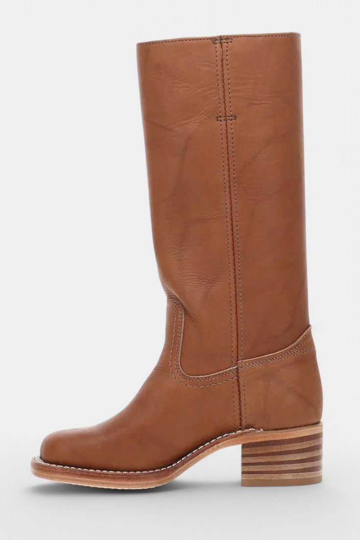 Millie | Women's Knee-High Leather Boots with Block Heel, Elegant Leather Boots | Bella Blue
