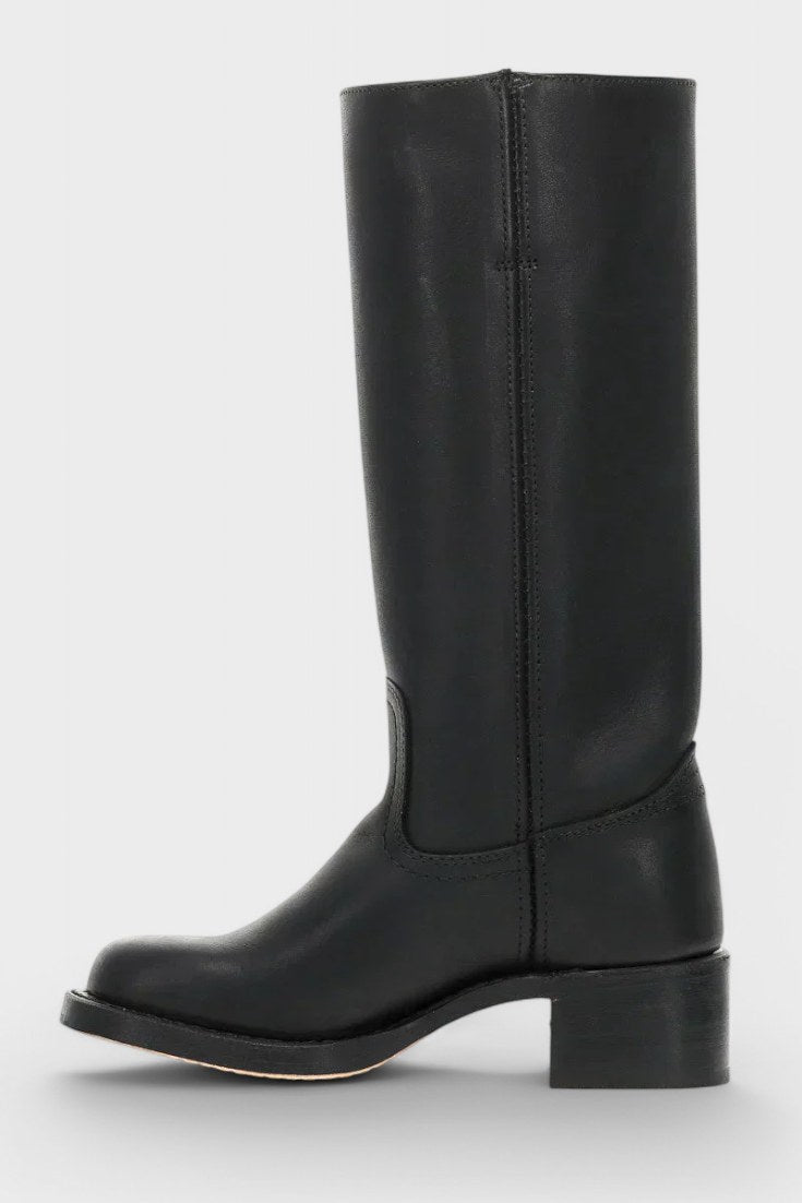 Millie | Women's Knee-High Leather Boots with Block Heel, Elegant Leather Boots | Bella Blue