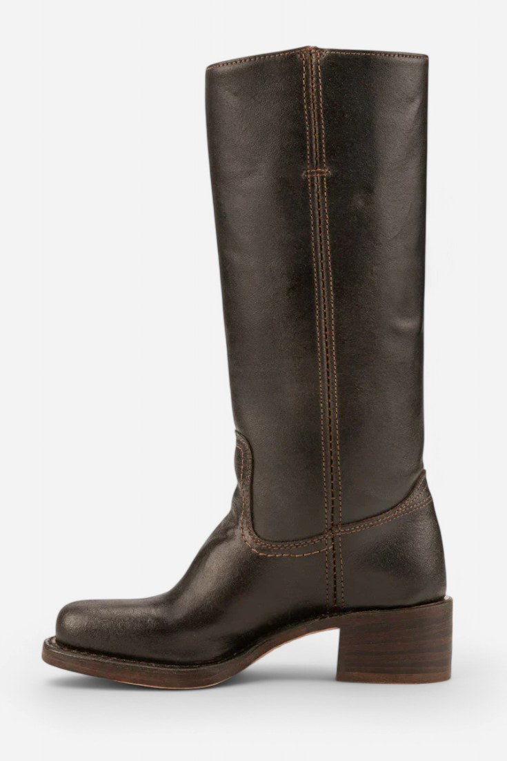 Millie | Women's Knee-High Leather Boots with Block Heel, Elegant Leather Boots | Bella Blue