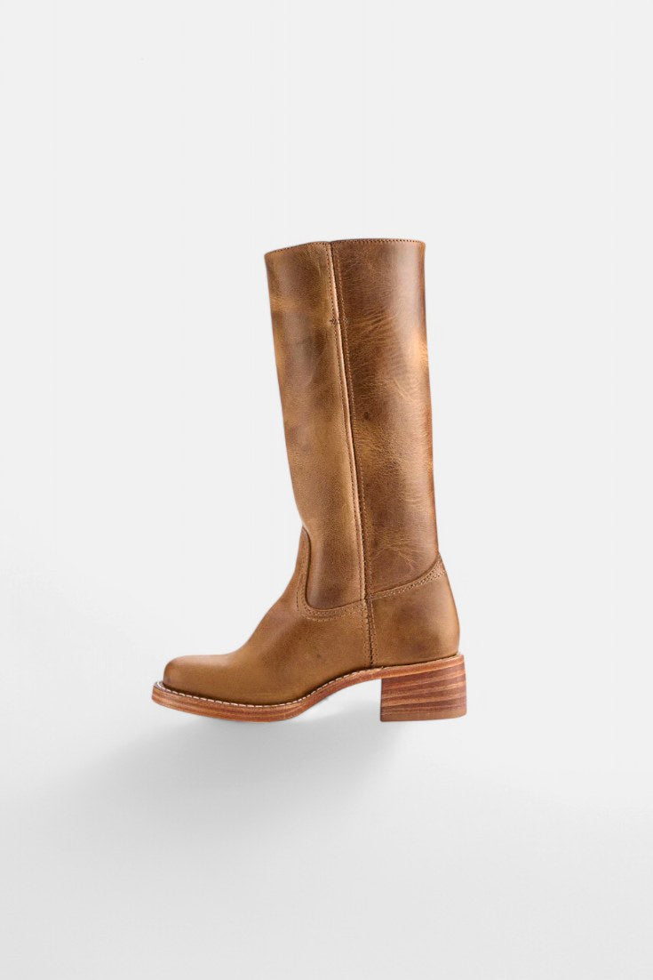 Millie | Women's Knee-High Leather Boots with Block Heel, Elegant Leather Boots | Bella Blue