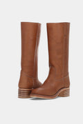 Millie | Women's Knee-High Leather Boots with Block Heel, Elegant Leather Boots | Bella Blue