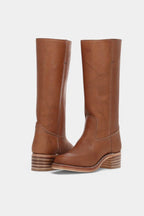 Millie | Women's Knee-High Leather Boots with Block Heel, Elegant Leather Boots | Bella Blue