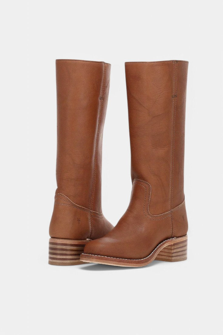 Millie | Women's Knee-High Leather Boots with Block Heel, Elegant Leather Boots | Bella Blue