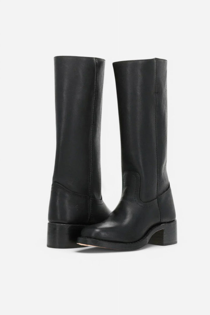 Millie | Women's Knee-High Leather Boots with Block Heel, Elegant Leather Boots | Bella Blue