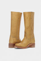 Millie | Women's Knee-High Leather Boots with Block Heel, Elegant Leather Boots | Bella Blue