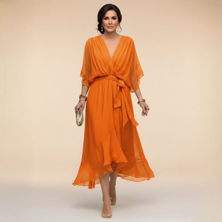 Monica | Women's V-Neck Chiffon Maxi Dress - image 8