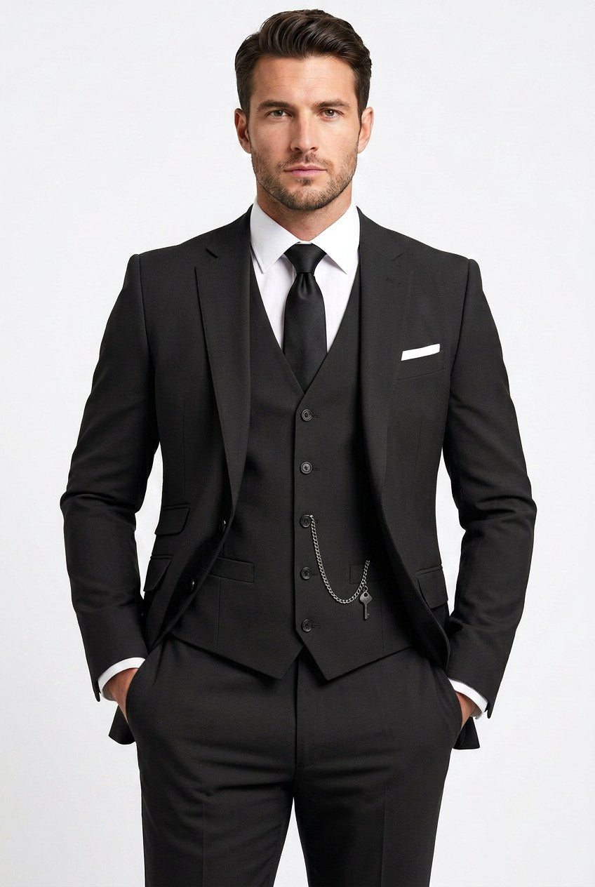 Morgan | Men's Three-Piece Tailored Suit, Jacket Waistcoat Trousers | Bella Blue