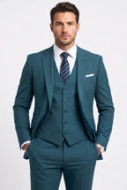 Morgan | Men's Three-Piece Tailored Suit, Jacket Waistcoat Trousers | Bella Blue