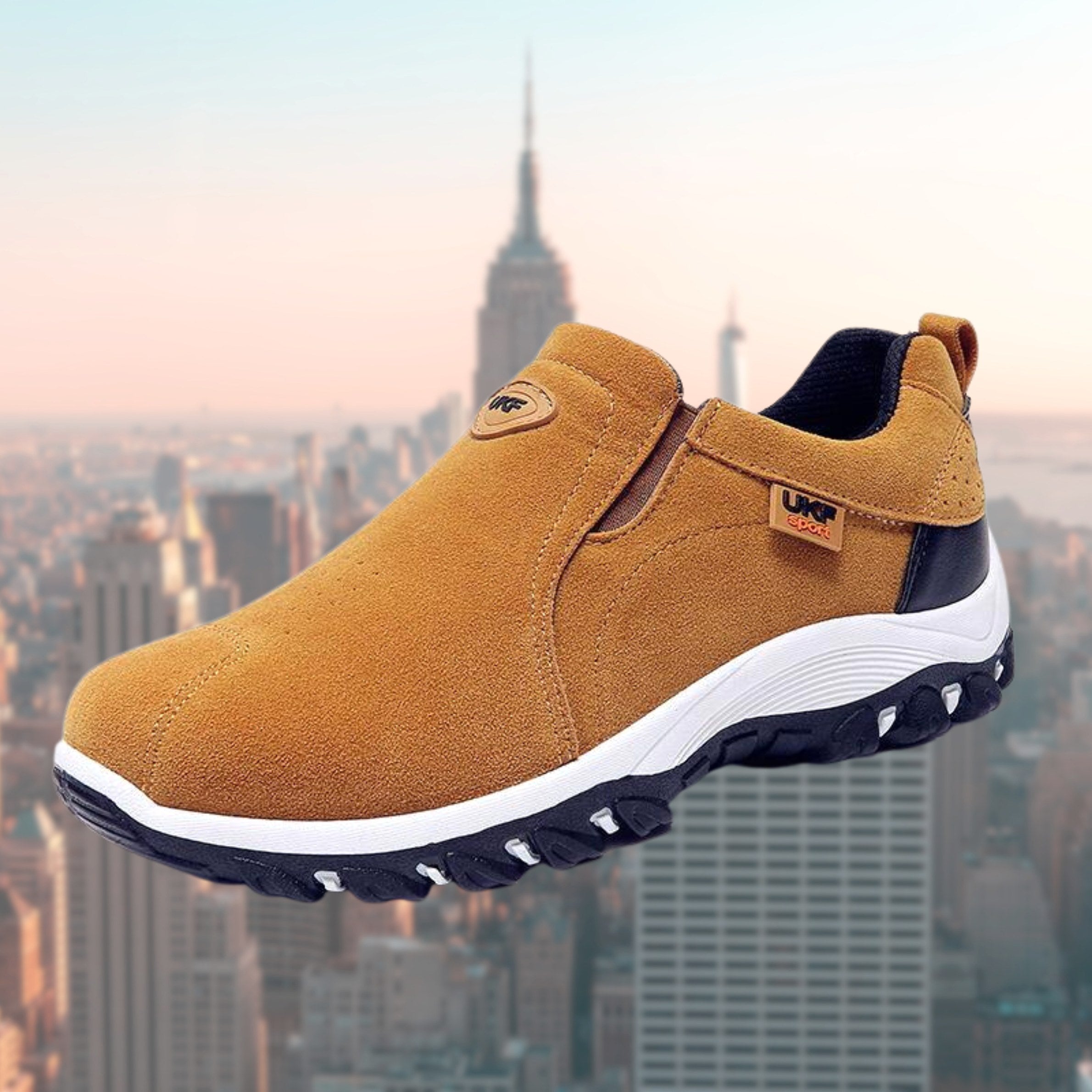 Moritz | Men's Shock-Absorbing Slip-On Shoes, Ergonomic Walking Shoes | Bella Blue | Brown