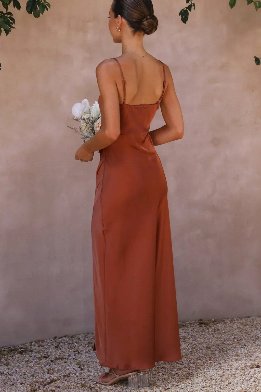 Naomi | Women's Satin Evening Dress with Side Split, Fitted Occasion Dress | Bella Blue