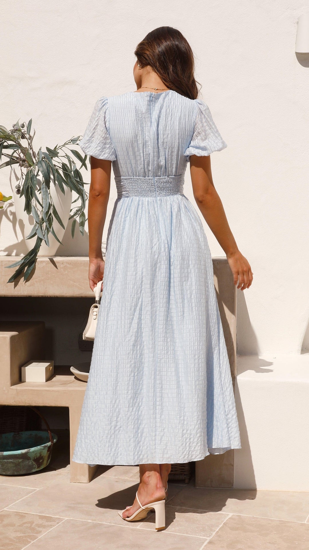 Natalie | Women's Button-Front Flowy Maxi Dress - Light pink