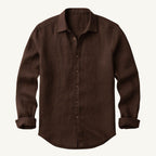 Nathan | Men's Long Sleeve Linen Shirt, Vintage Tailored Shirt | Bella Blue