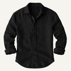 Nathan | Men's Long Sleeve Linen Shirt, Vintage Tailored Shirt | Bella Blue