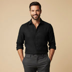 Nathan | Men's Long Sleeve Linen Shirt, Vintage Tailored Shirt | Bella Blue