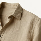 Nathan | Men's Long Sleeve Linen Shirt, Vintage Tailored Shirt | Bella Blue | White