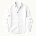 Nathan | Men's Long Sleeve Linen Shirt, Vintage Tailored Shirt | Bella Blue