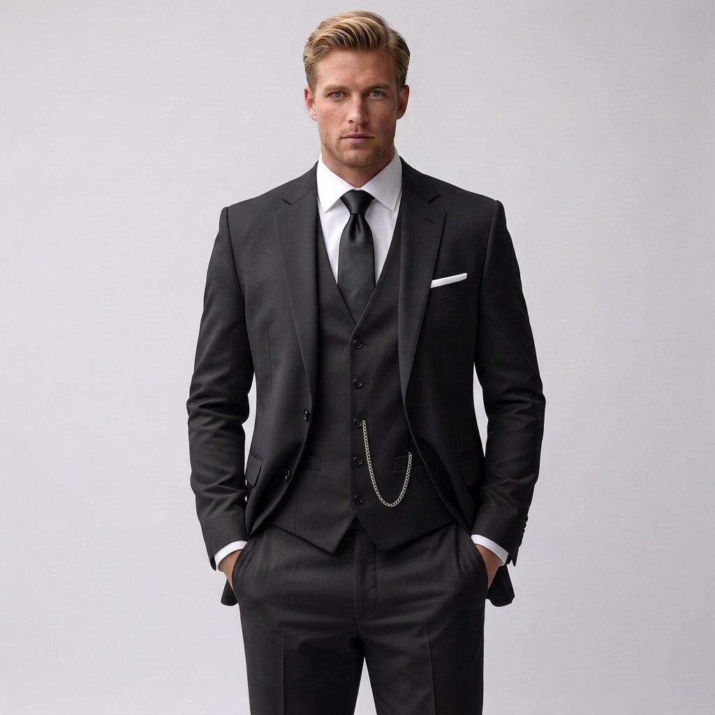 Nathan | Men's Slim-Fit Three-Piece Suit, Tailored Blazer Suit | Bella Blue