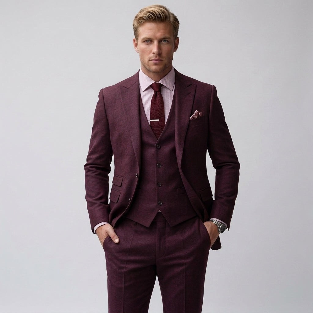Nathan | Men's Slim-Fit Three-Piece Suit, Tailored Blazer Suit | Bella Blue