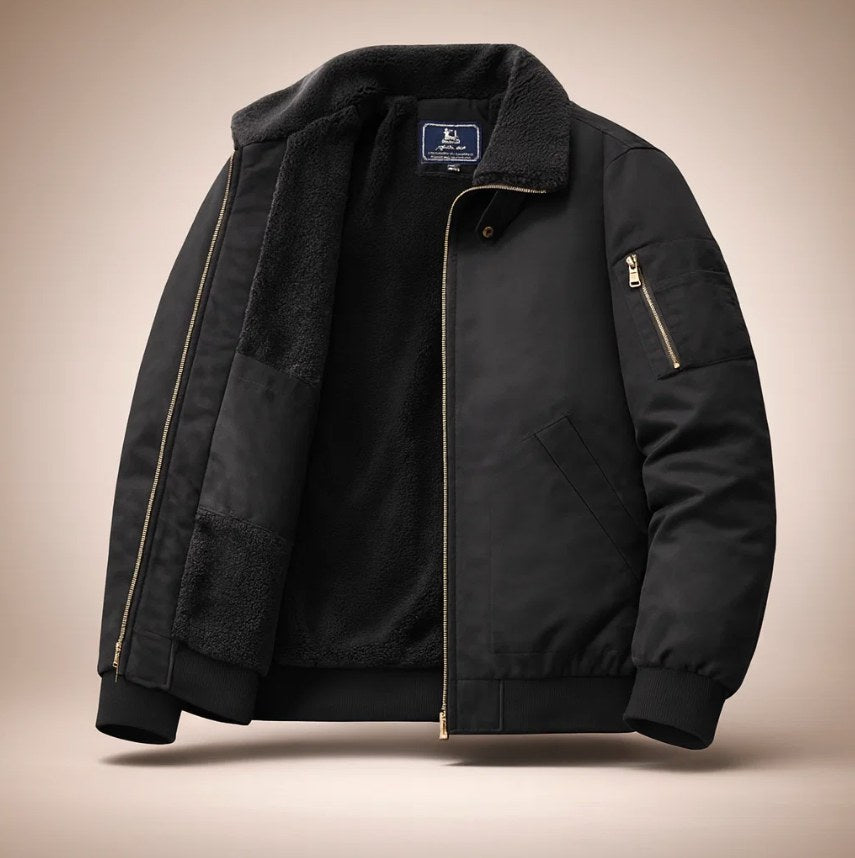 Nathan | Men's Structured Bomber Jacket, Warm Fleece-Lined Jacket | Bella Blue