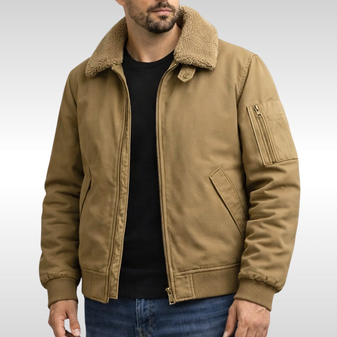 Nathan | Men's Structured Bomber Jacket, Warm Fleece-Lined Jacket | Bella Blue