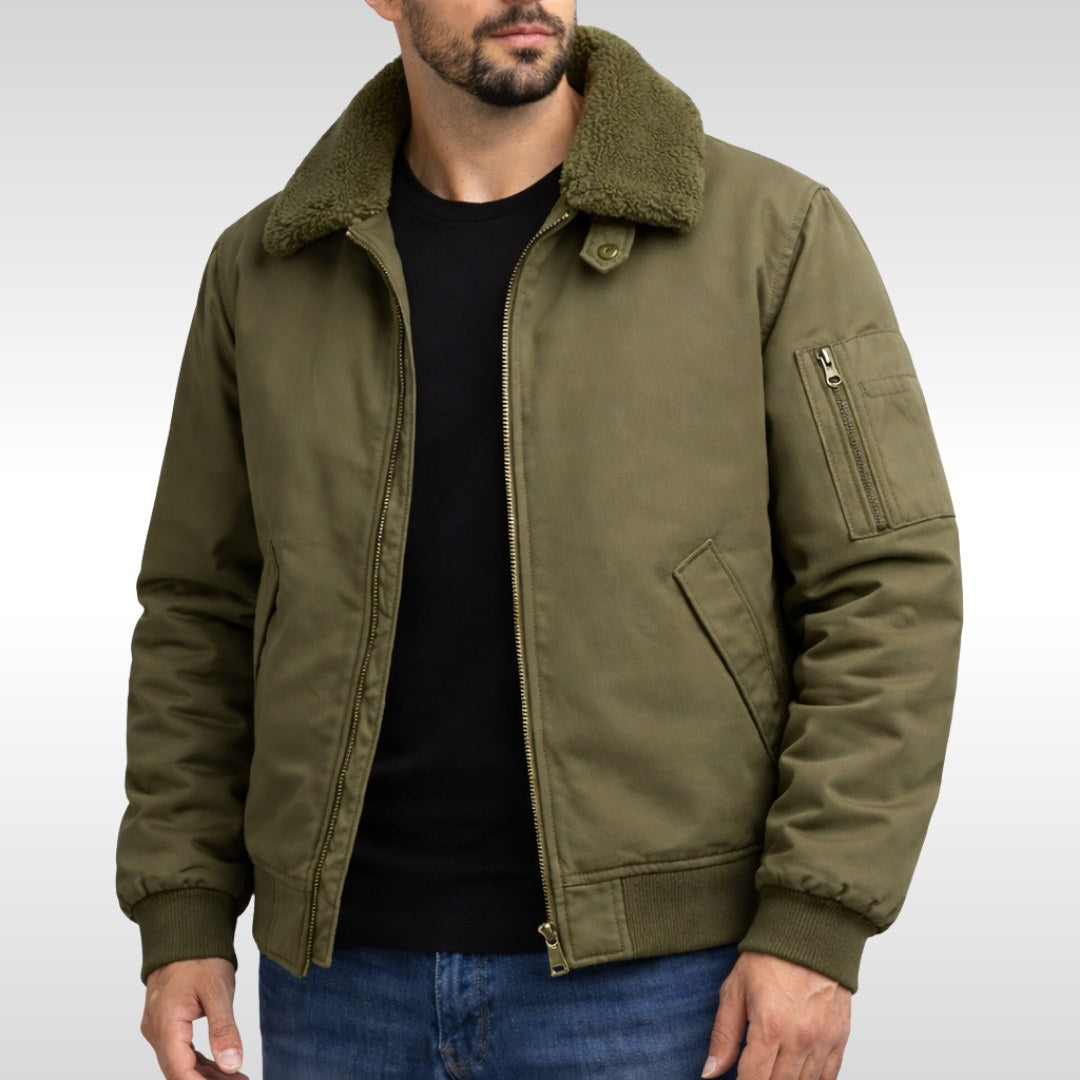 Nathan | Men's Structured Bomber Jacket, Warm Fleece-Lined Jacket | Bella Blue