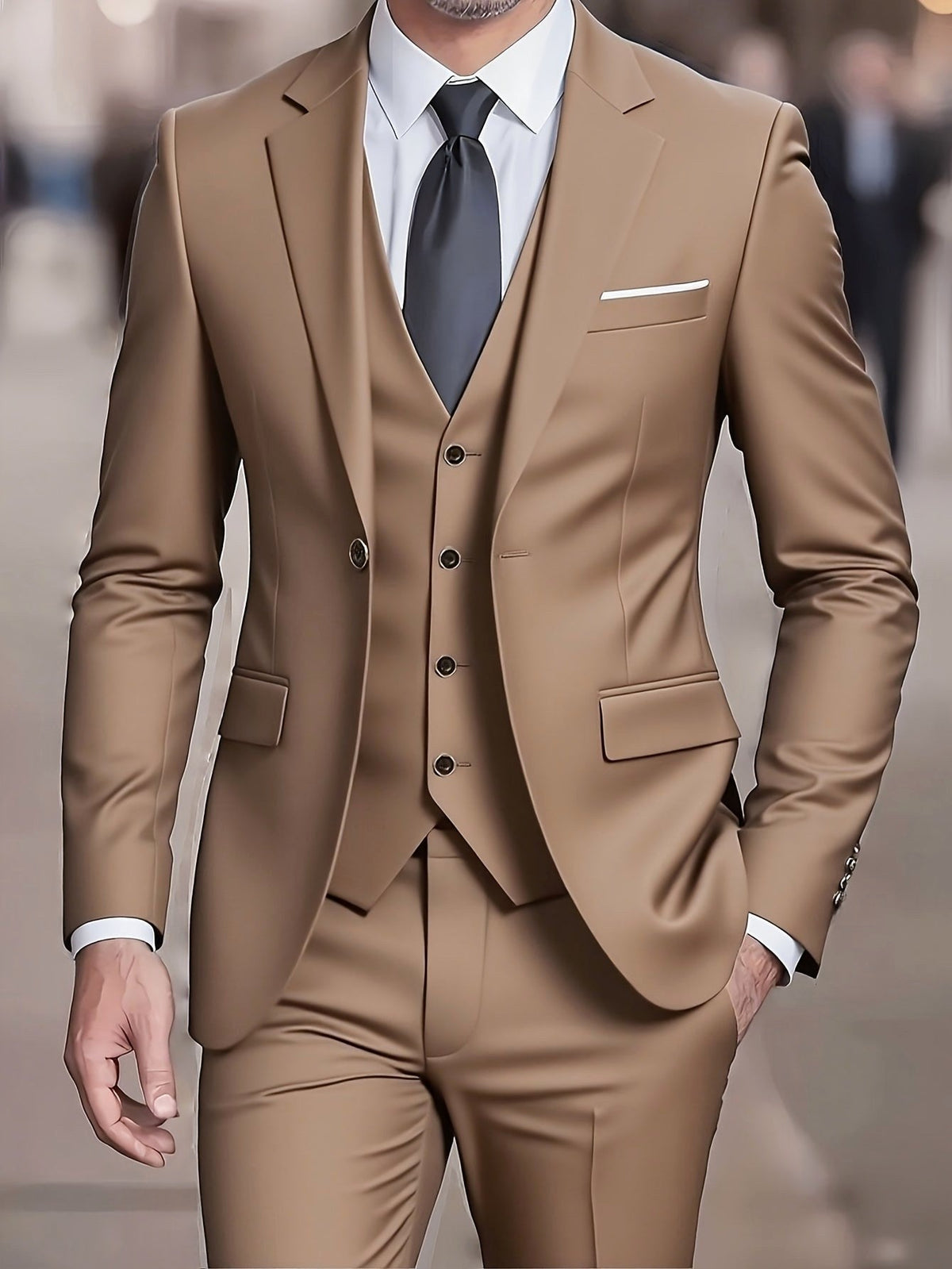 Nathaniel | Men's Fitted Three-Piece Suit, Tailored Blazer Suit | Bella Blue