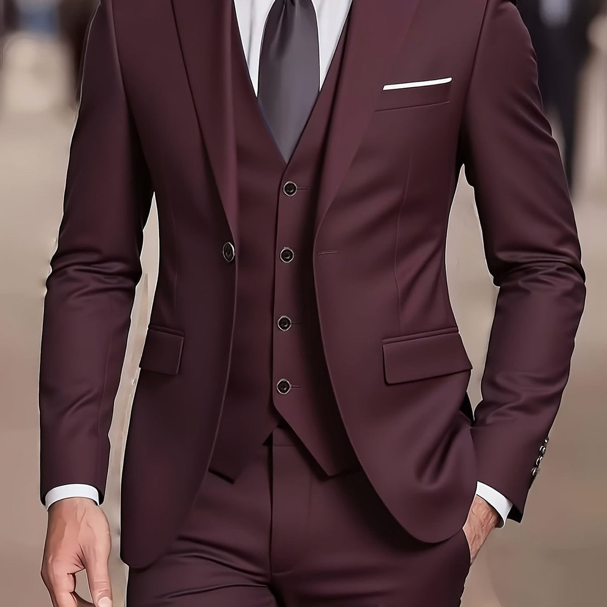 Nathaniel | Men's Fitted Three-Piece Suit, Tailored Blazer Suit | Bella Blue