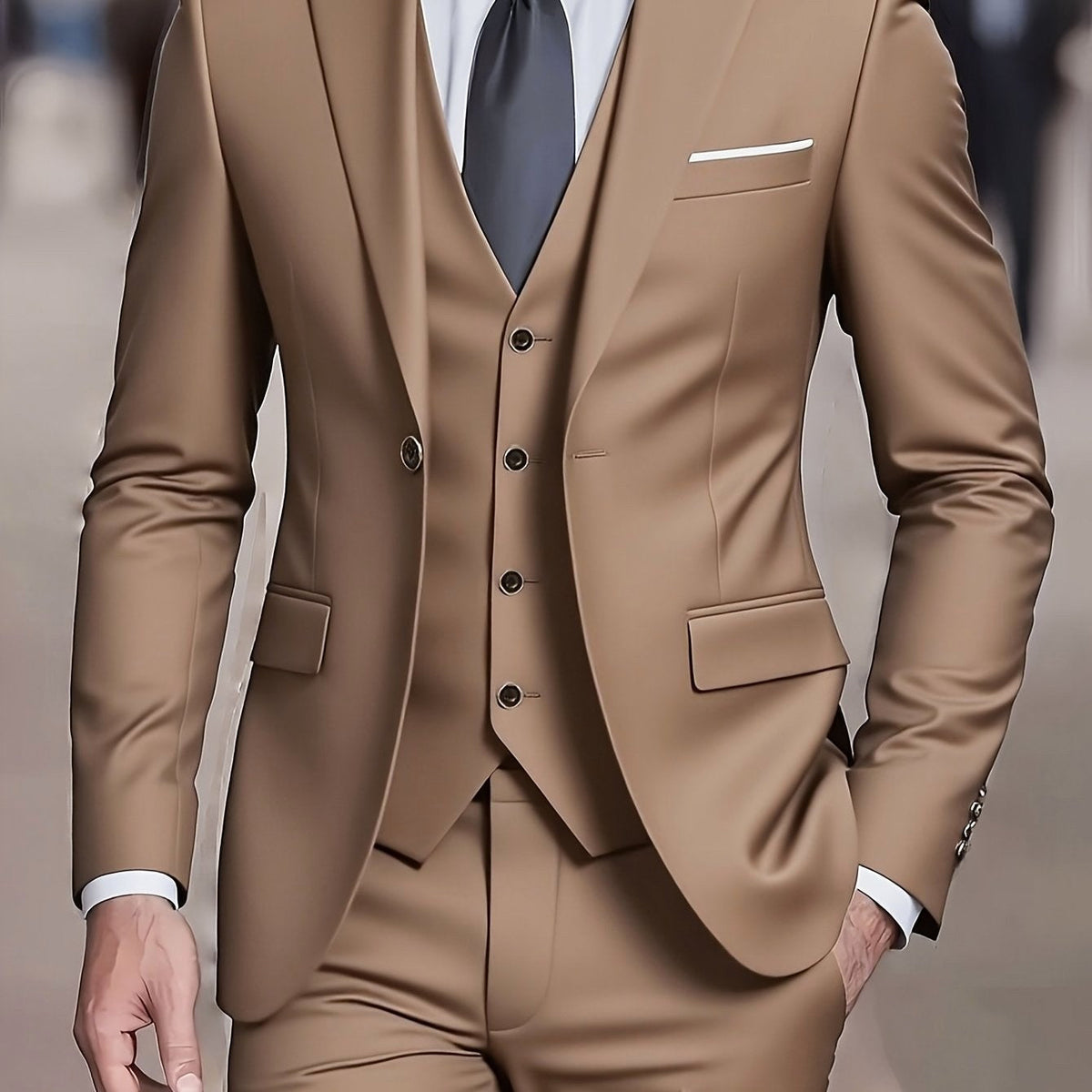 Nathaniel | Men's Fitted Three-Piece Suit, Tailored Blazer Suit | Bella Blue