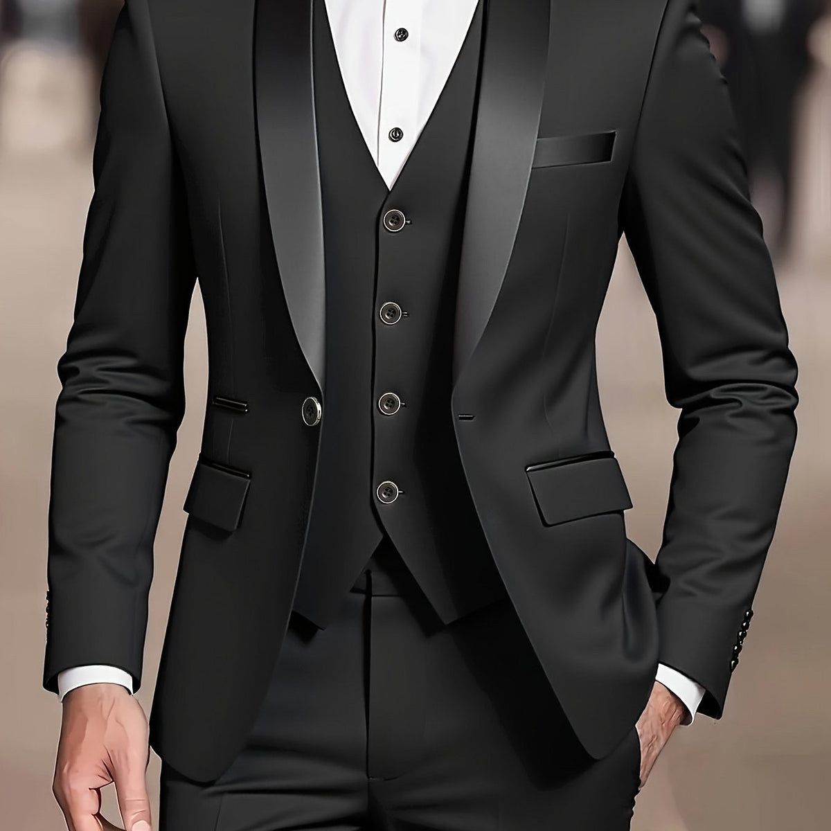 Nathaniel | Men's Fitted Three-Piece Suit, Tailored Blazer Suit | Bella Blue
