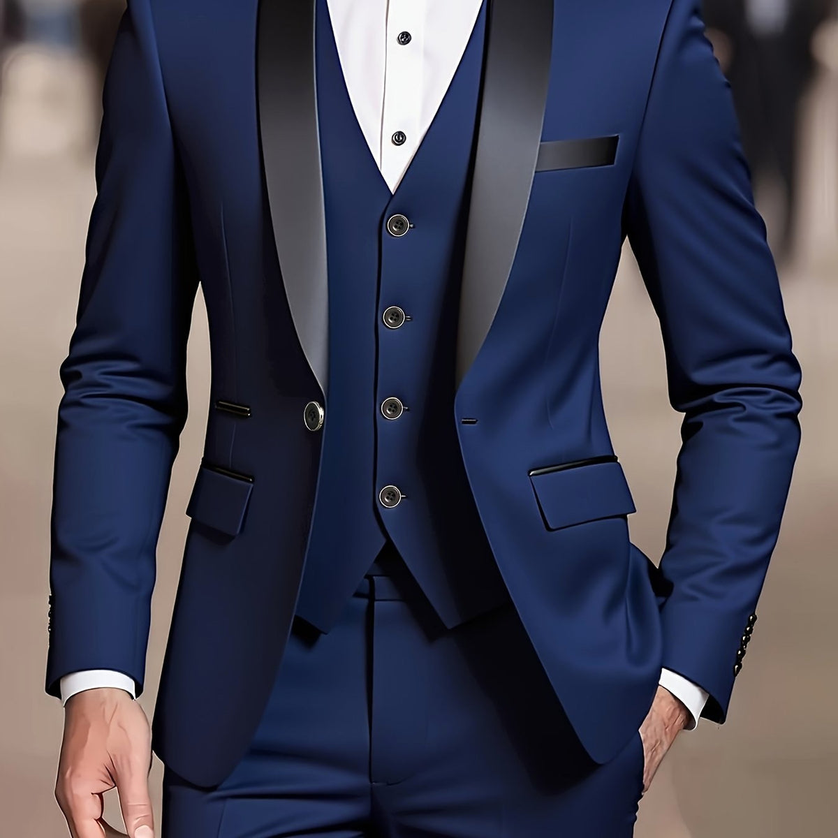Nathaniel | Men's Fitted Three-Piece Suit, Tailored Blazer Suit | Bella Blue