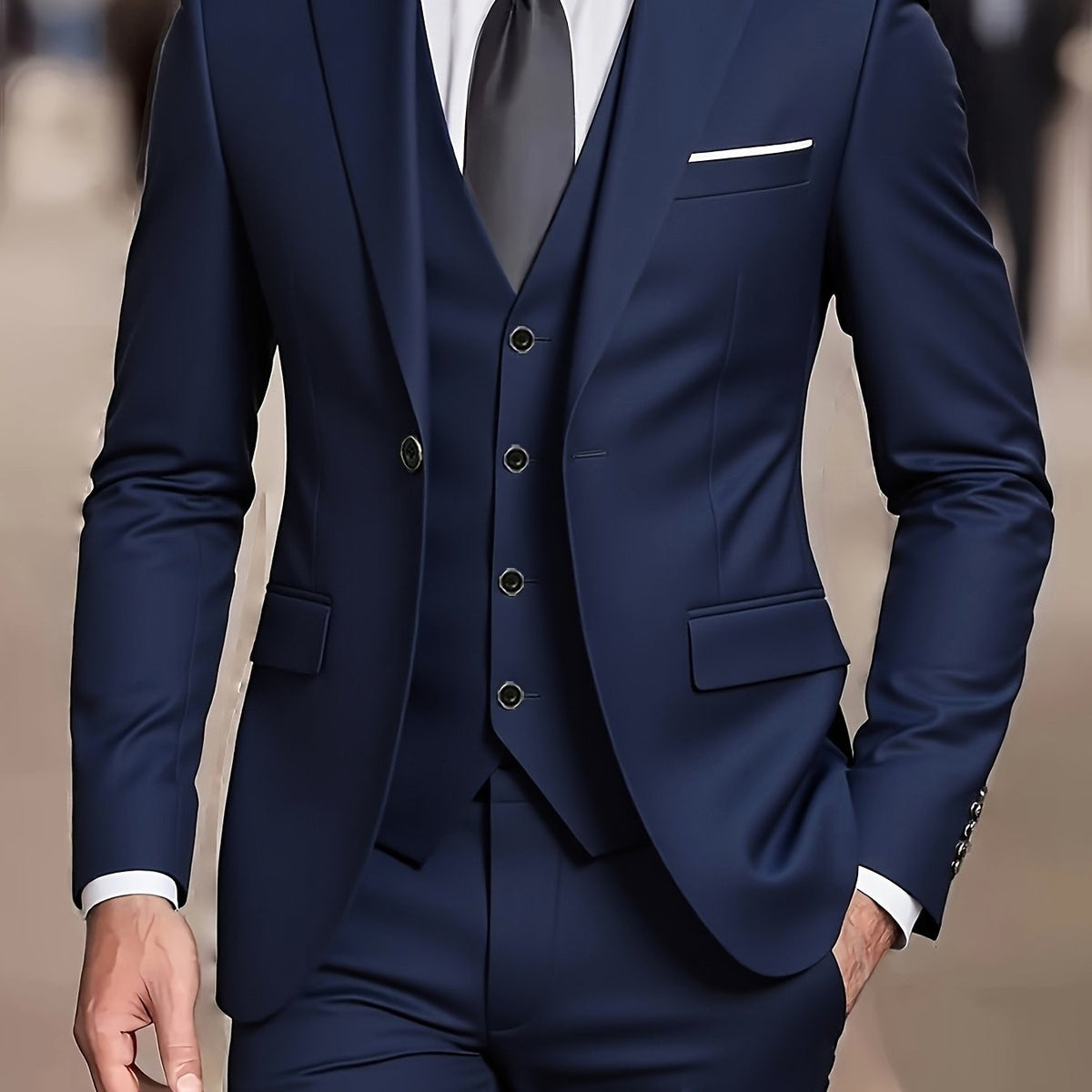 Nathaniel | Men's Fitted Three-Piece Suit, Tailored Blazer Suit | Bella Blue