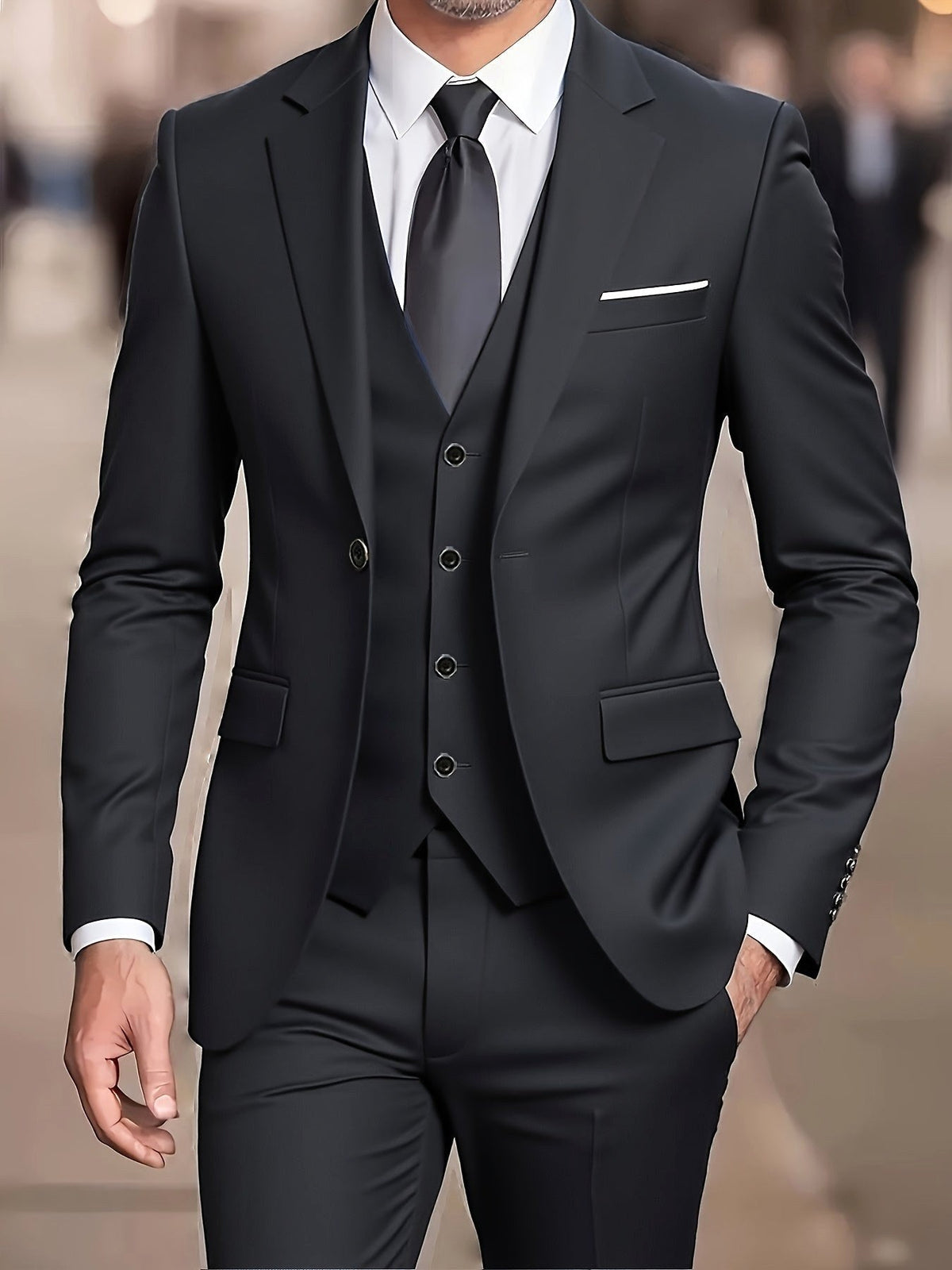 Nathaniel | Men's Fitted Three-Piece Suit, Tailored Blazer Suit | Bella Blue