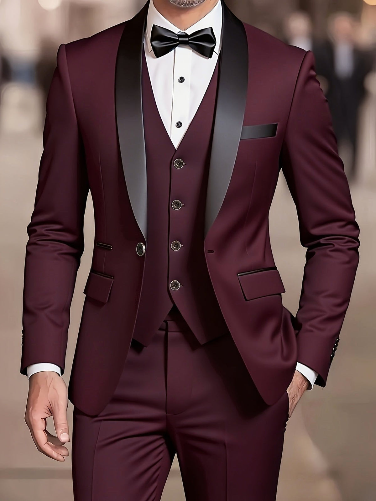 Nathaniel | Men's Fitted Three-Piece Suit, Tailored Blazer Suit | Bella Blue