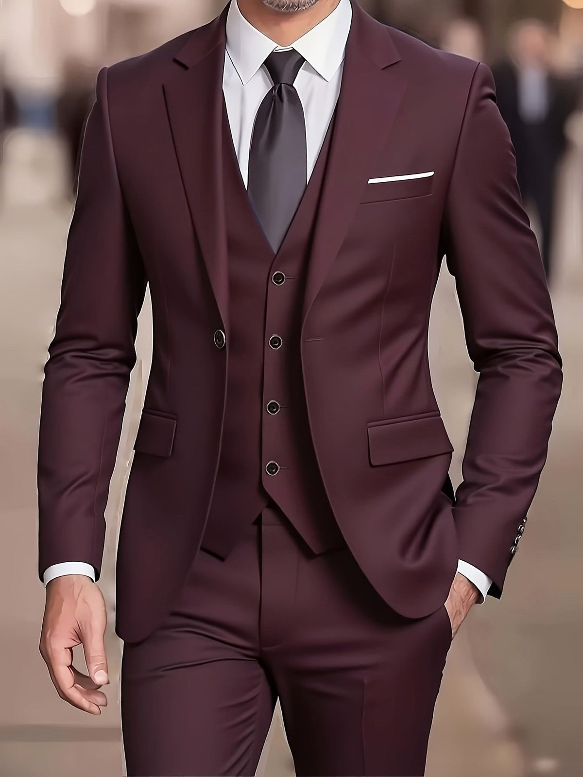 Nathaniel | Men's Fitted Three-Piece Suit, Tailored Blazer Suit | Bella Blue