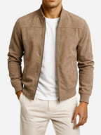 Nigel | Men's Suede-Textured Structured Jacket, Tailored Autumn Jacket | Bella Blue | Brown