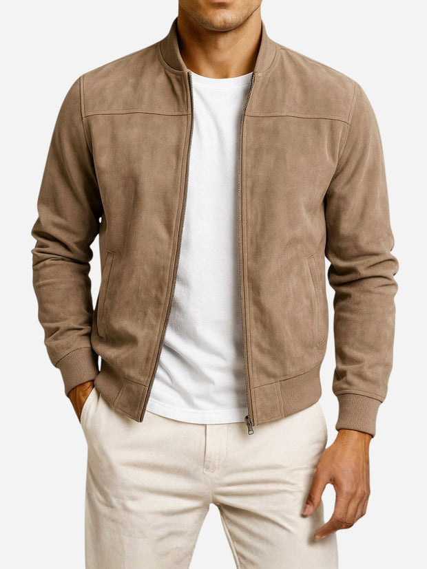 Nigel | Men's Suede-Textured Structured Jacket, Tailored Autumn Jacket | Bella Blue | Brown