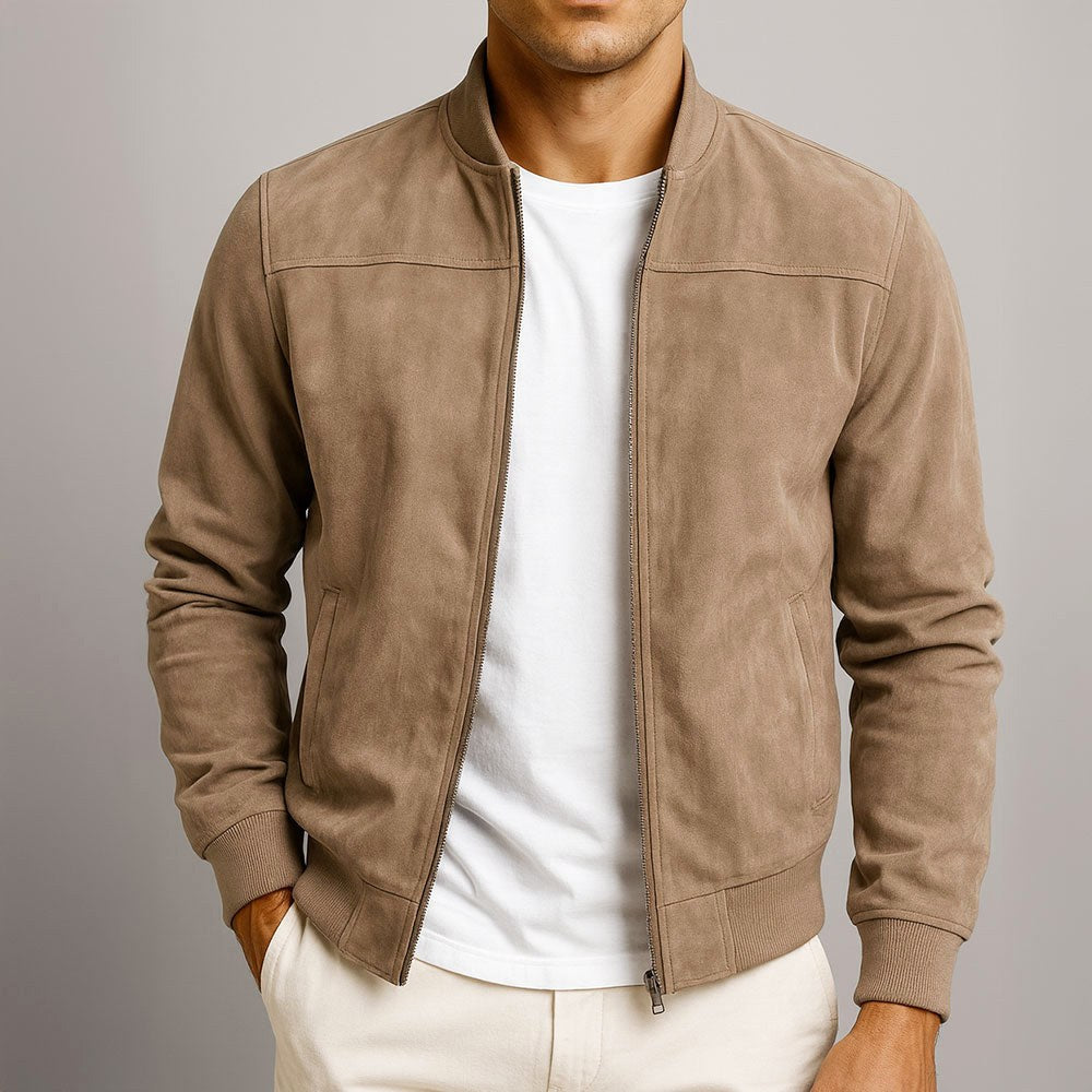 Nigel | Men's Suede-Textured Structured Jacket, Tailored Autumn Jacket | Bella Blue | Blue