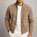 Nigel | Men's Suede-Textured Structured Jacket, Tailored Autumn Jacket | Bella Blue | Blue