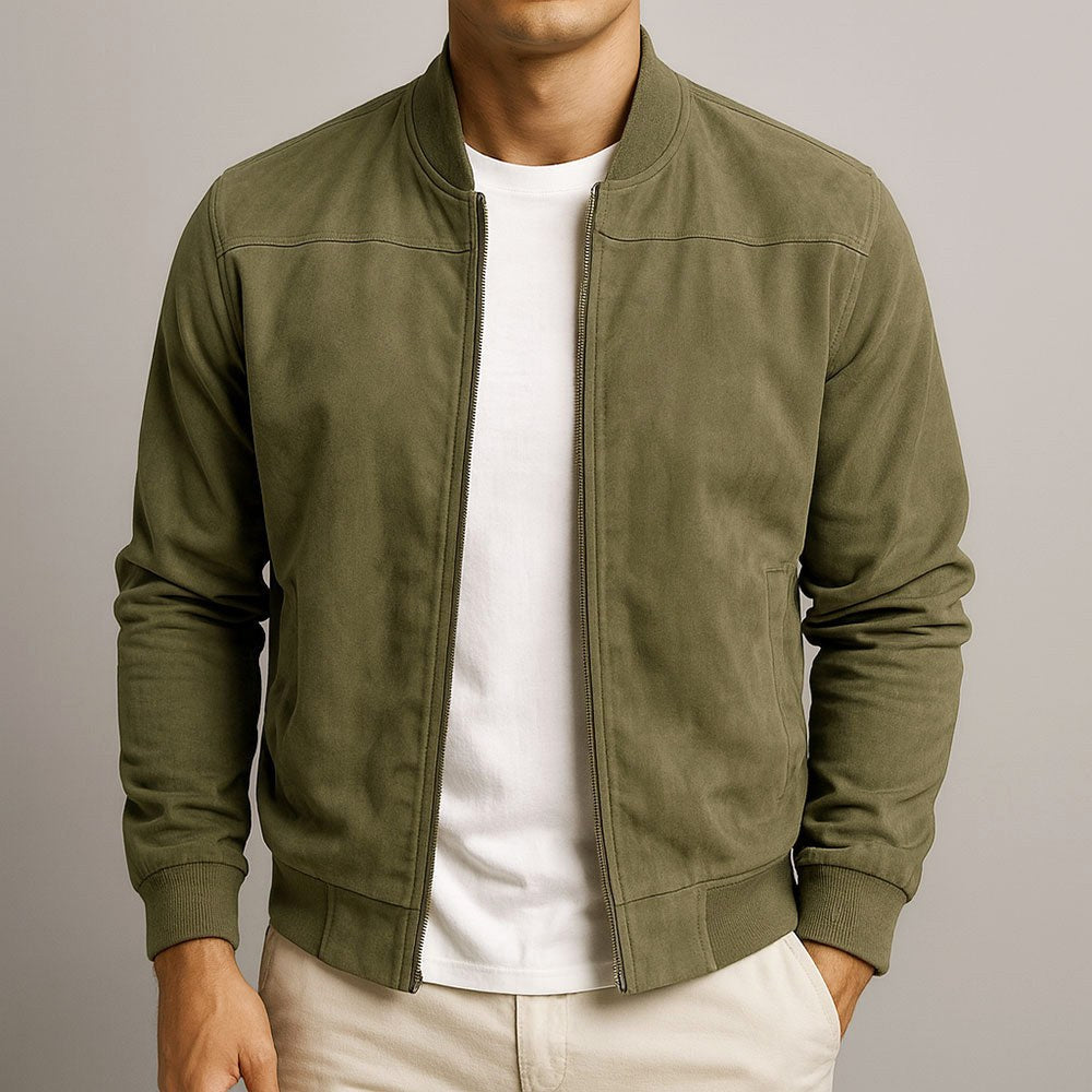 Nigel | Men's Suede-Textured Structured Jacket, Tailored Autumn Jacket | Bella Blue | Navy Blue