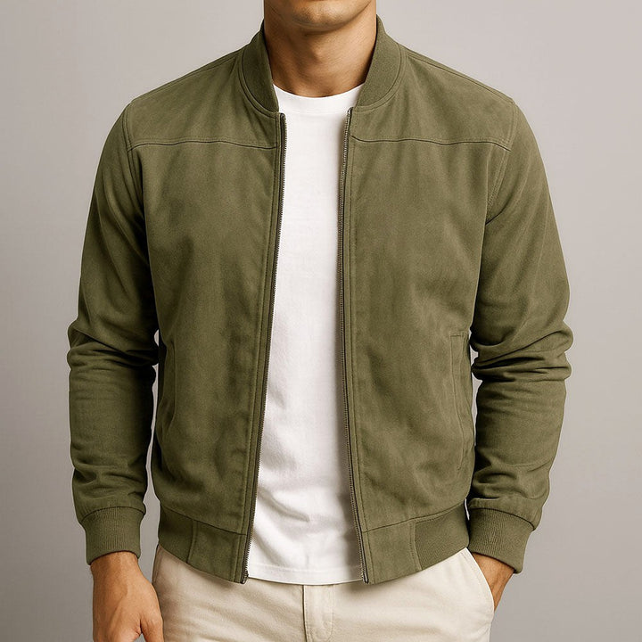 Nigel | Men's Suede-Textured Structured Jacket, Tailored Autumn Jacket | Bella Blue | Navy Blue