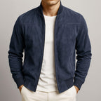 Nigel | Men's Suede-Textured Structured Jacket, Tailored Autumn Jacket | Bella Blue | Black