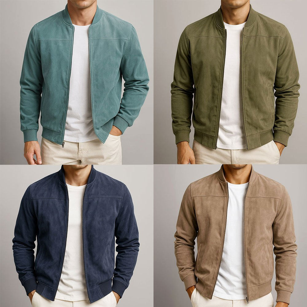 Nigel | Men's Suede-Textured Structured Jacket, Tailored Autumn Jacket | Bella Blue