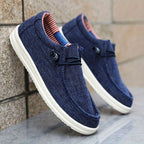 Niklas | Men's Canvas Loafers with Elastic Laces, Lightweight Slip-On Shoes | Bella Blue | Navy Blue
