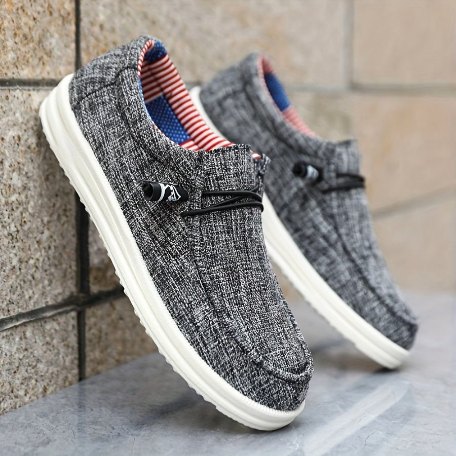 Niklas | Men's Canvas Loafers with Elastic Laces, Lightweight Slip-On Shoes | Bella Blue | Navy Blue