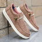 Niklas | Men's Canvas Loafers with Elastic Laces, Lightweight Slip-On Shoes | Bella Blue | Navy Blue