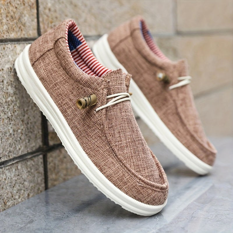 Niklas | Men's Canvas Loafers with Elastic Laces, Lightweight Slip-On Shoes | Bella Blue | Navy Blue