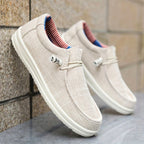 Niklas | Men's Canvas Loafers with Elastic Laces, Lightweight Slip-On Shoes | Bella Blue | Navy Blue