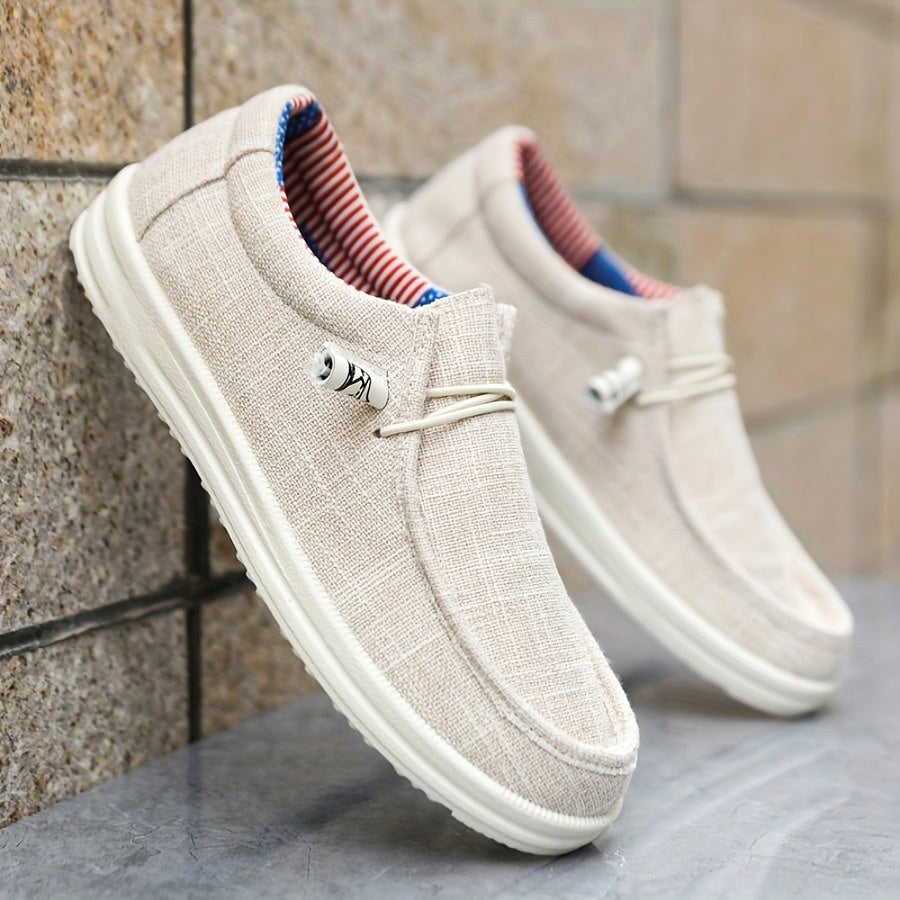 Niklas | Men's Canvas Loafers with Elastic Laces, Lightweight Slip-On Shoes | Bella Blue | Navy Blue