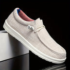Niklas | Men's Canvas Loafers with Elastic Laces, Lightweight Slip-On Shoes | Bella Blue | Navy Blue